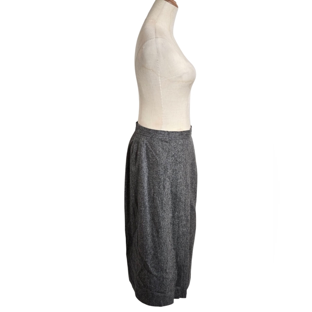 Evan Picone Vintage Gray Wool Blend Midi Skirt - Picture 3 of 6